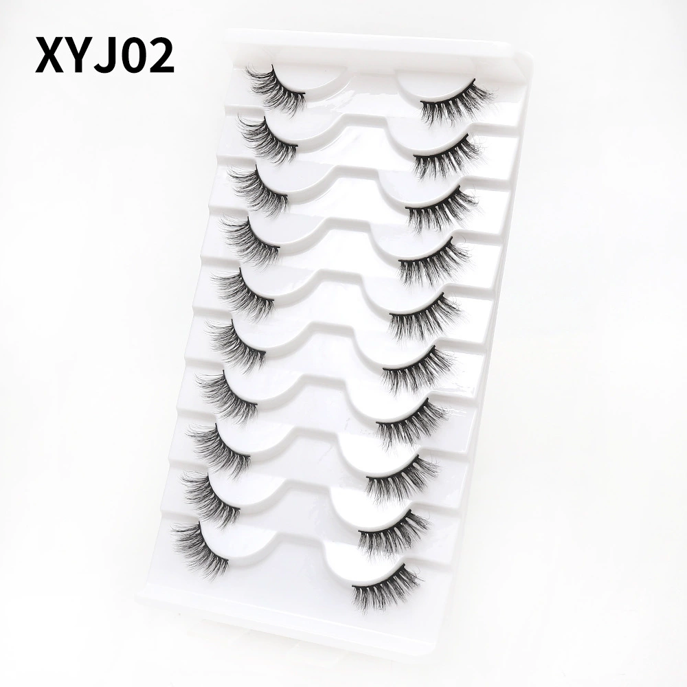 Плотные завитые наращенные ресницы, стиль кошачий глаз, 10 пар, Natural Volume