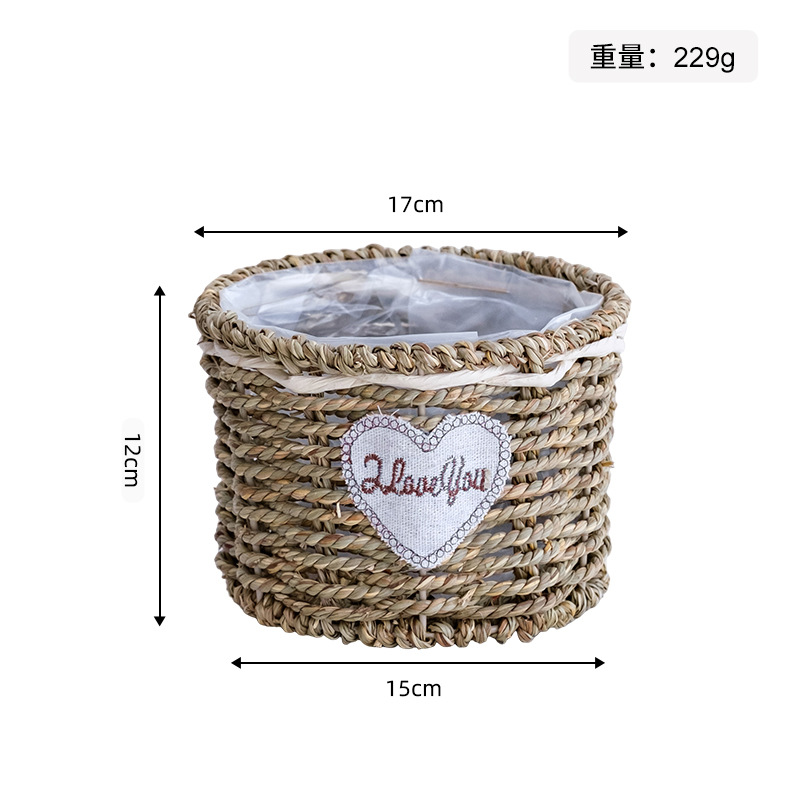 Maceta Decorativa Tejida de Paja Hecha a Mano para Jardín y Balcón
