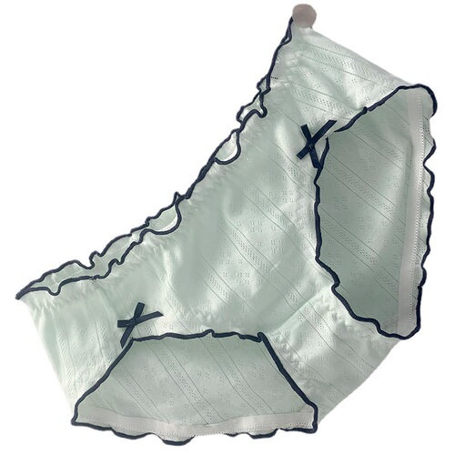 纯欲中腰木耳边撞色少女内裤亲肤婴儿棉包臀内裤女温柔甜美内裤女