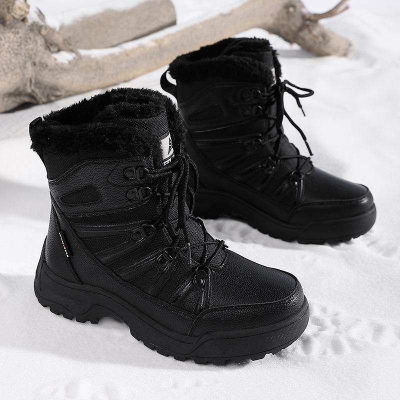 Winter Snow Boots, Plush Warm Cotton Shoes, Wear-resistant And Windproof Sports, Outdoor Hiking Shoes, High Top Women's Boots, Cross-border Plus Size_voghion.com