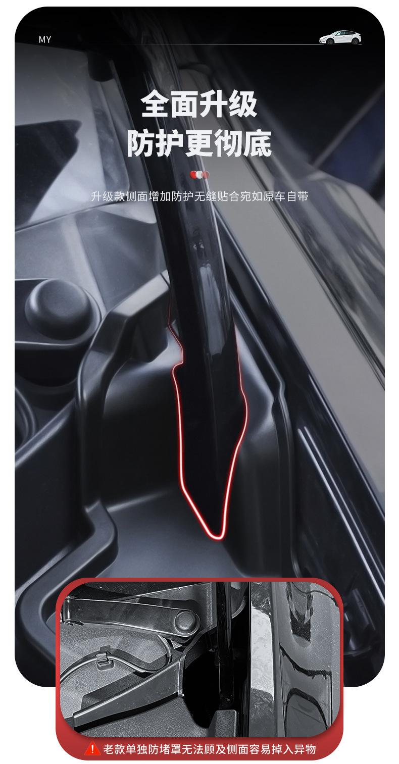 Suitable for Tesla's New Version of Model 3/Y Front Hood, Sink, Anti-Clogging Cover, Integrated Filter Modification Accessories