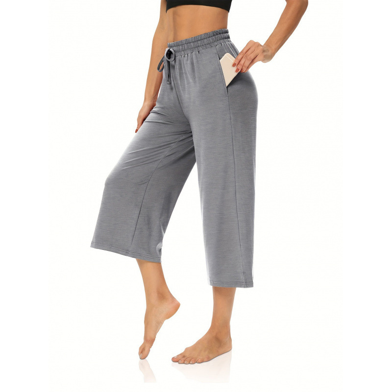 ⑩B7792026 Cross-Border New European and American Capri Pants, Soft Women's Wide-Leg Pants