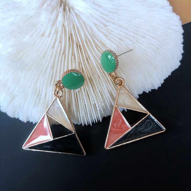 Nihaojewelry Korean Style Color Matching Drip Glaze Enamel Geometric Earrings Wholesale Jewelry display picture 2