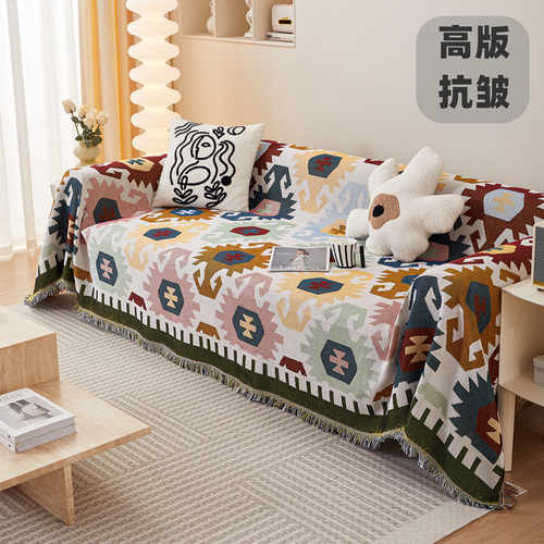 Bohemian style sofa cover cloth, universal for all seasons, dust-proof and cat-scratch proof, abstract sofa cover, sofa cushion cover blanket
