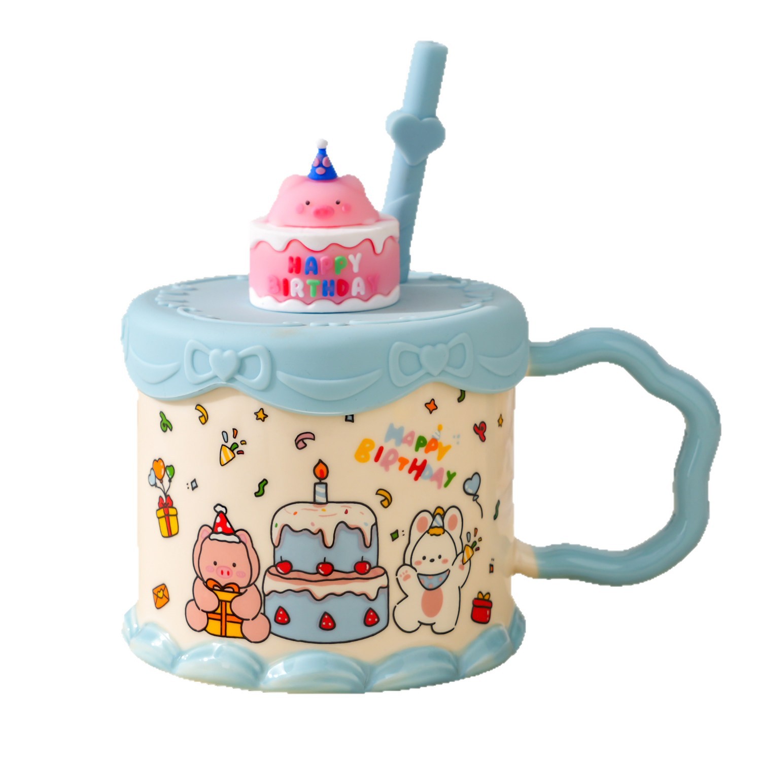 Tazas de cerámica creativas con cubierta copas de café copas de agua de oficina en el hogar copas de regalo de cumpleaños niñas