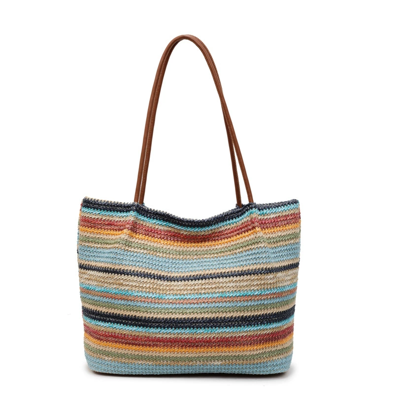 Summer straw handheld beach capacious woven shopping bag