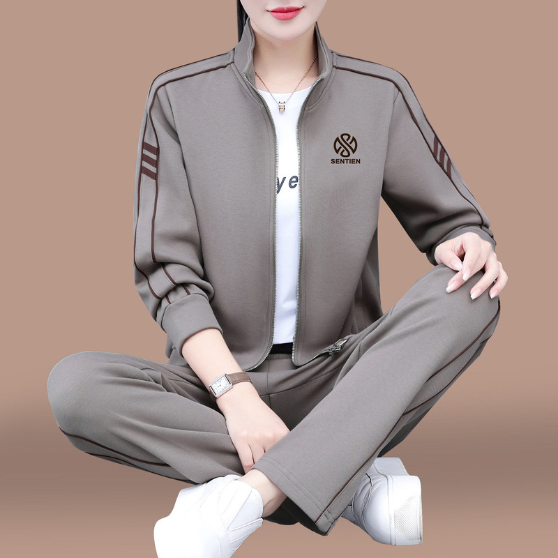 Mom Sportswear Suit Women's Spring & Fall 2025 New Middle-Aged and Elderly Women's Fashion Age-Reducing Casual Jacket Two-Piece Set Mom Sportswear Suit Women's Spring & Fall 2025 New Middle-Aged and Elderly Women's Fashion Age-Reducing Casual Jacket Two-Piece Set