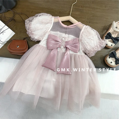 女童連衣裙夏裝新款韓版洋氣兒童裙子夏季小女孩蓬蓬紗公主裙外貿