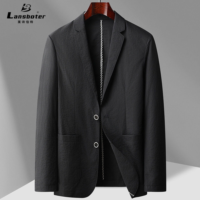 Áo vest nam casual dáng ôm, một hàng hai cúc, cổ vest, tay dài, chống nhăn, phù hợp mặc xuân thu — Màu kaki, Màu trắng, Màu xanh dương, màu đen