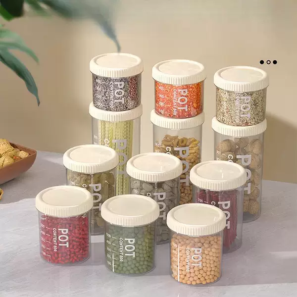 Sealed jars for grains, kitchen food storage boxes, dry goods transparent storage jars, snack and tea storage containers