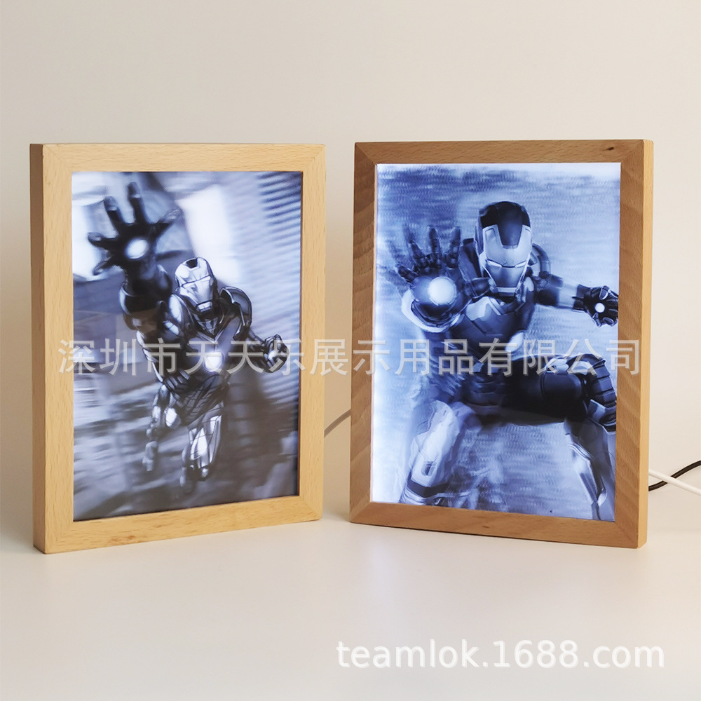 桌面LED木相框 创意灯箱 遥控小灯箱 发光相框 可加logo