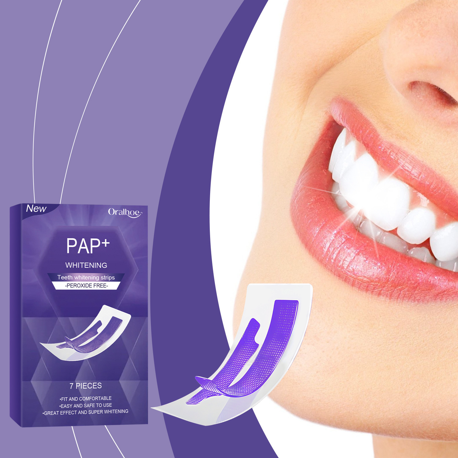 Cross-Border Oralhoe Purple Oral Tooth Strips, Gentle and Refreshing, Care for the Oral Cavity and Brighten Teeth, Daily Cleaning and Care