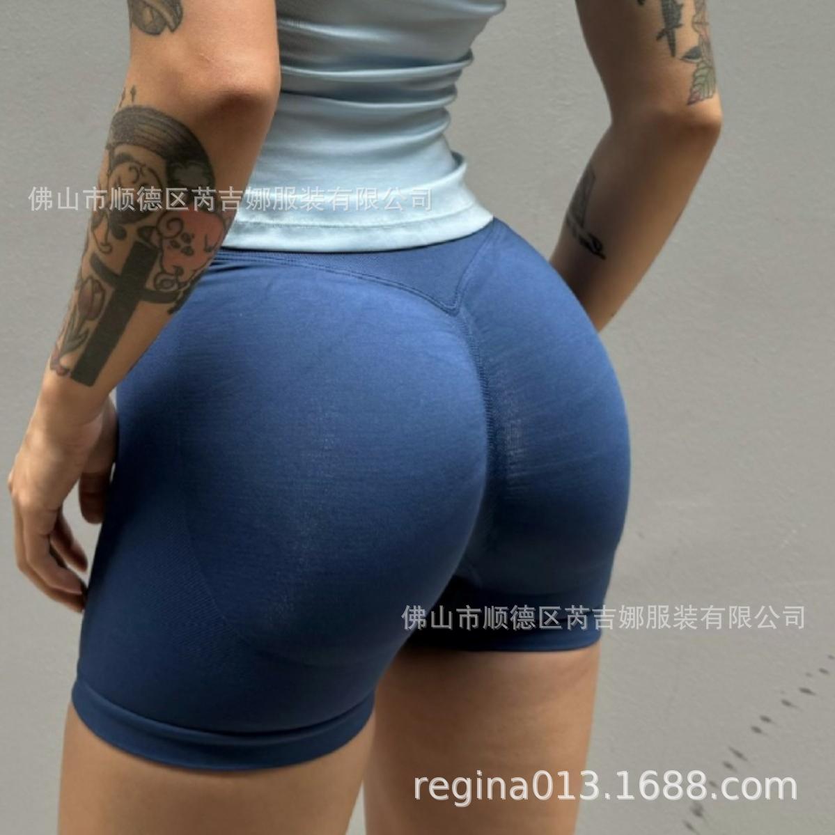 クロスボーダーdyfシームレスフィットネスヨガショートパンツ女性三分丈パンツハイウエストピーチヒップアップタイトなスピードドライスポーツランニング