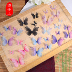 起爆金2-5cm二重薄紗立体蝶ヘアピン飾り顔貼りメーキャップ装飾服装補助材料DIY部品