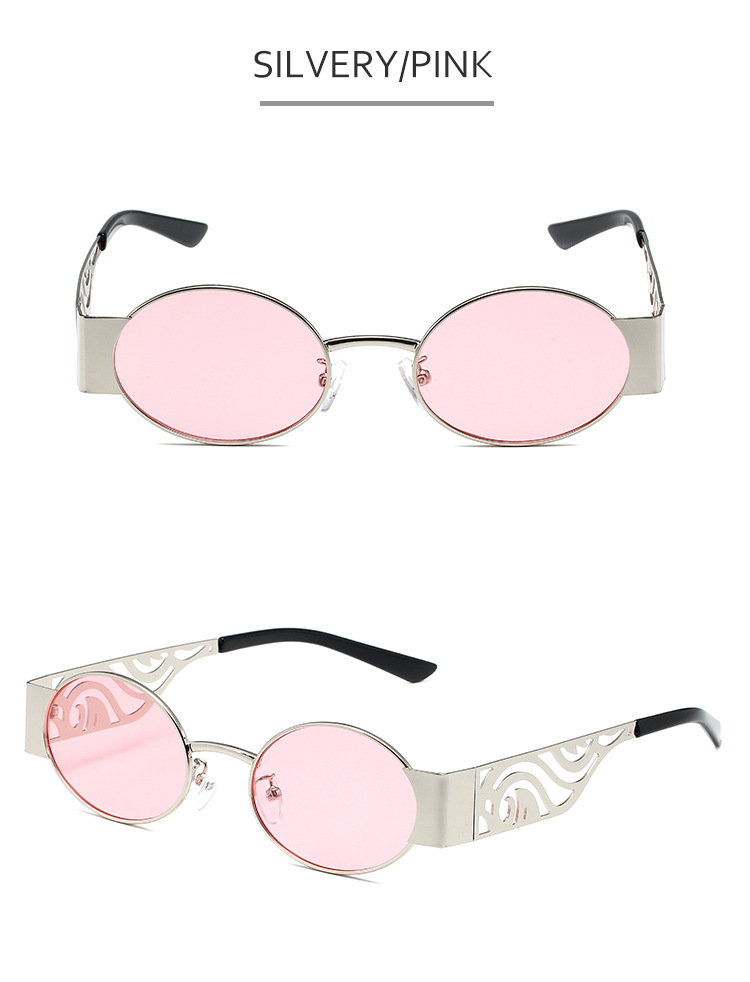 Neue Retro-Mode Punk runden Rahmen Sonnenbrille Metall hohlen Gläsern Beine Sonnenbrille grenzüberschreitende Brille Männer und Frauen trendy cool_voghion.com