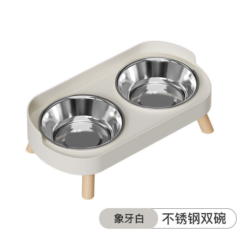 猫ボウル、ペットフードボウル、転倒しにくい、首を保護するダブルボウル、飲料水と食事用のオールインワンダブルボウル、ペット用ステンレス製給餌ボウル|undefined