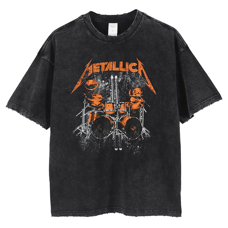 Direct Supply from the Source 2026 New European and American Heavy Metal Rock Print Short-Sleeved T-Shirt for Men and Women High Street Loose Top Direct Supply from the Source 2026 New European and American Heavy Metal Rock Print Short-Sleeved T-Shirt for Men and Women High Street Loose Top