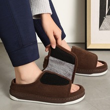 老人布拖鞋肿脚鞋加肥特宽居家鞋中老年男女大胖脚加宽大码棉拖鞋