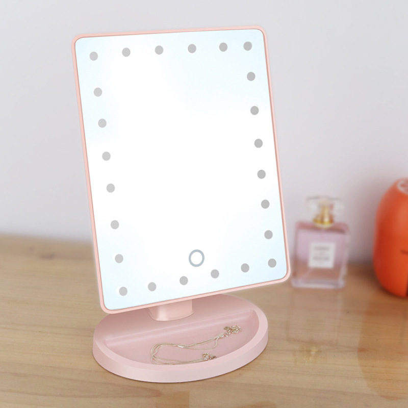 工厂直销台式化妆镜方形塑料折叠镜子LED LIGHT MAKE UP MIRROR
