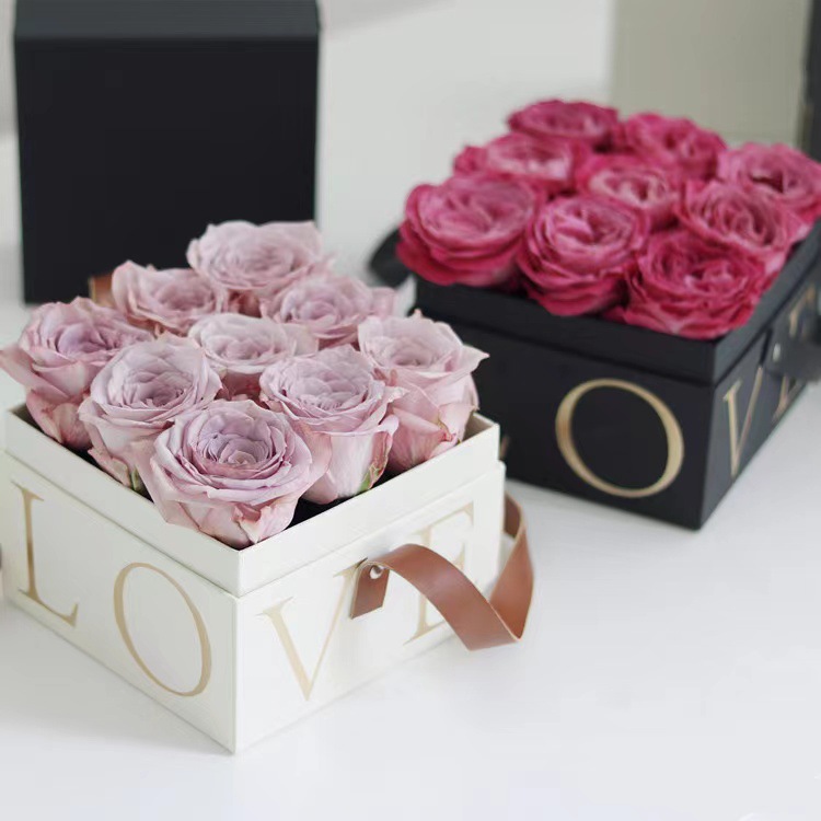 工厂直发方形LOVE手提鲜花包装盒多色七夕情人节礼物浪漫礼品盒