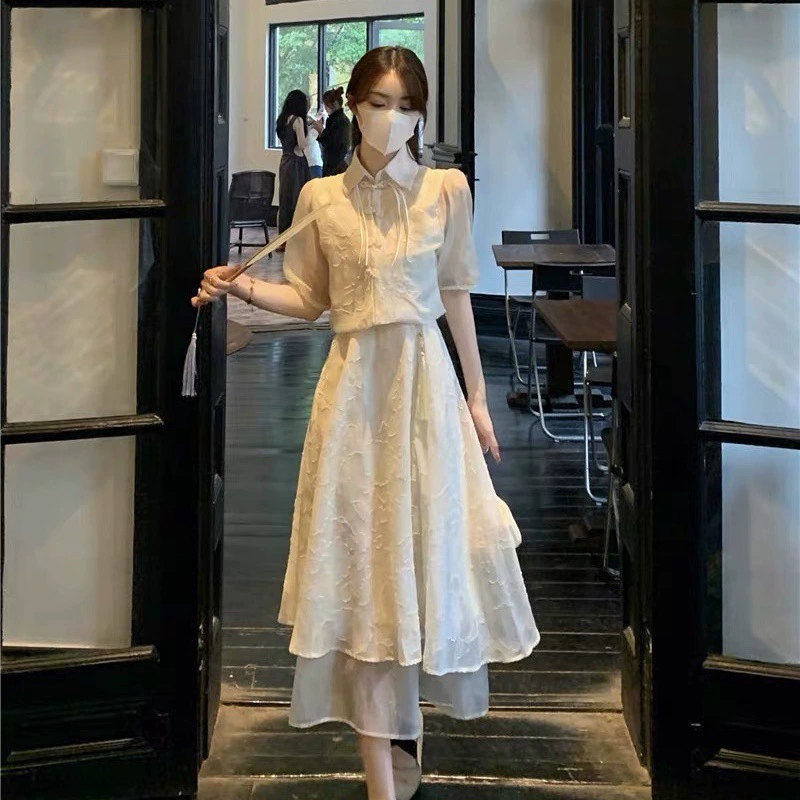 Новый китайский стиль, улучшенный костюм в национальном стиле Cheongsam, женское летнее платье с дизайном Hanfu, юбка для маленьких людей