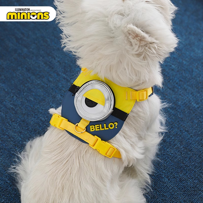 Minions Minions | Stuart tira del pecho y la espalda, perro pequeño y mediano, perro paseando, cadena de perro, correa de perro, correa de perro