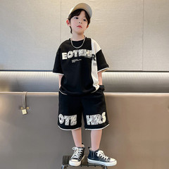 兒童裝男童夏裝套裝2023新款中大童男孩夏季薄款運動衣服潮牌短袖