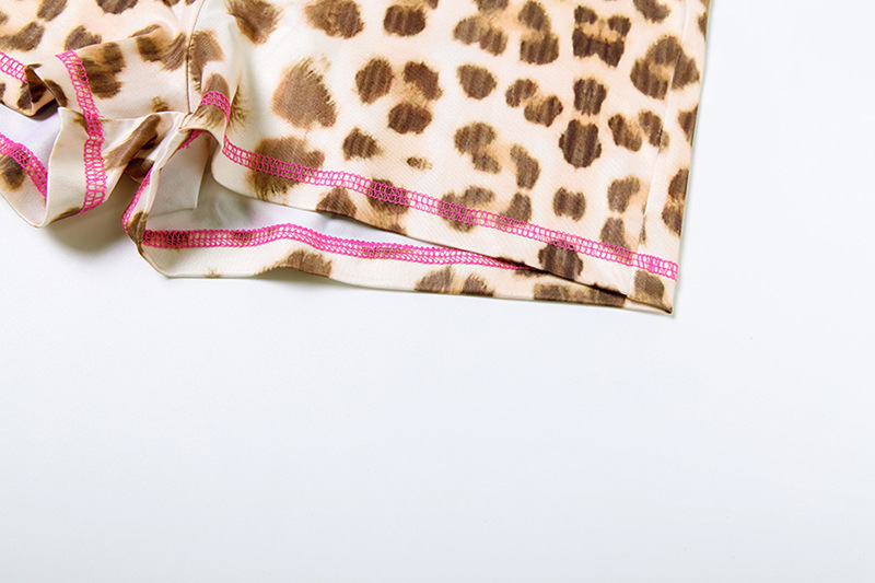 Spring Casual Leopard Print Slim Fit Hood Zipper Top High Waist Shorts Set Women