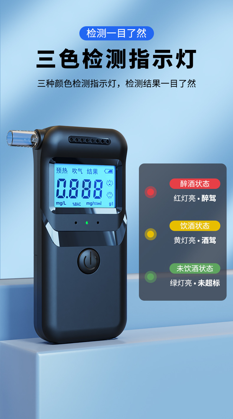 Portable Alcohol Tester, Breath-Type Alcohol Tester, Alcohol Tester for Post-Drinking Use, Manufacturer