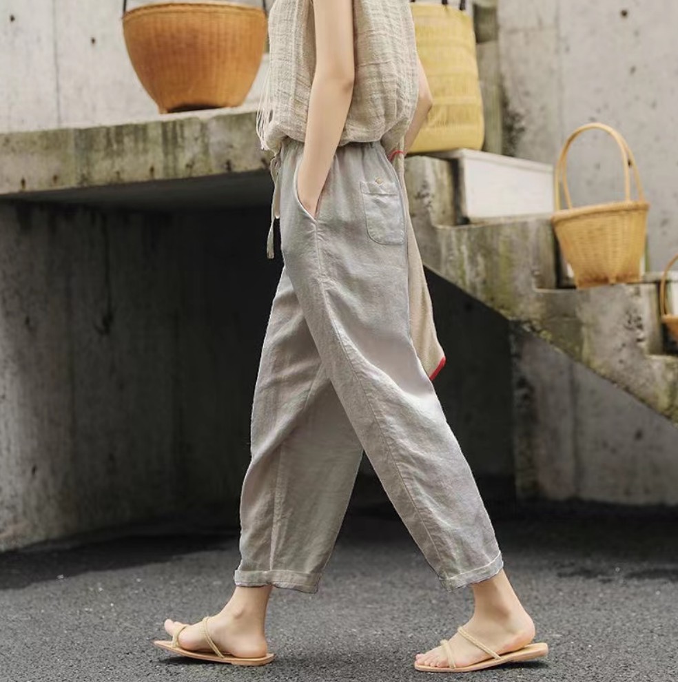 Women's Street Casual Solid Color Ankle-length Pocket Casual Pants Harem Pants display picture 3