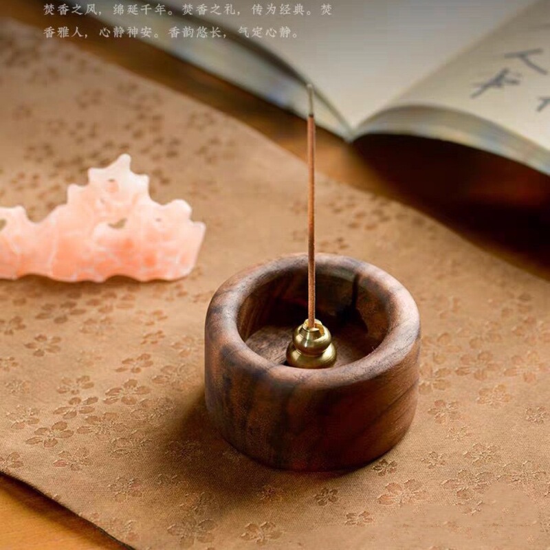 《跨境爆品》黑胡桃实木香插驱蚊家用底座檀香固定器沉香炉插香座|undefined