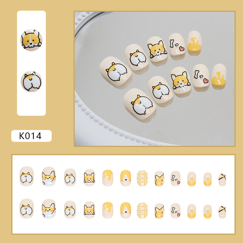 Niedlicher Corgi-Hund trägt abnehmbares Liebespflaster für Kinder, falsche Nagelverstärkung für Schreibwarenladen_voghion.com