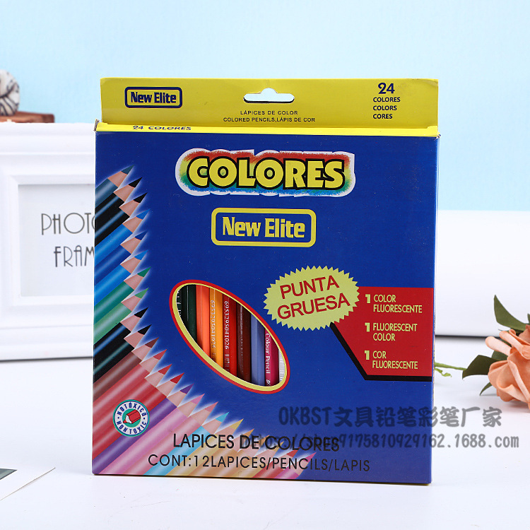 Set de lápices de colores con mariposa azul, 12/18/24/36 tonos, lápices oleosos para dibujo infantil y escolar