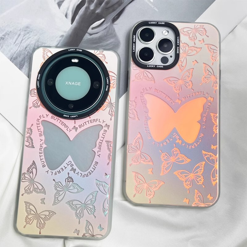 Symphony Butterfly Is Suitable for iPhone 17 Pro Max Mobile Phone Case, Apple Huawei Pura80 Laser Anti-Fall Protective Cover