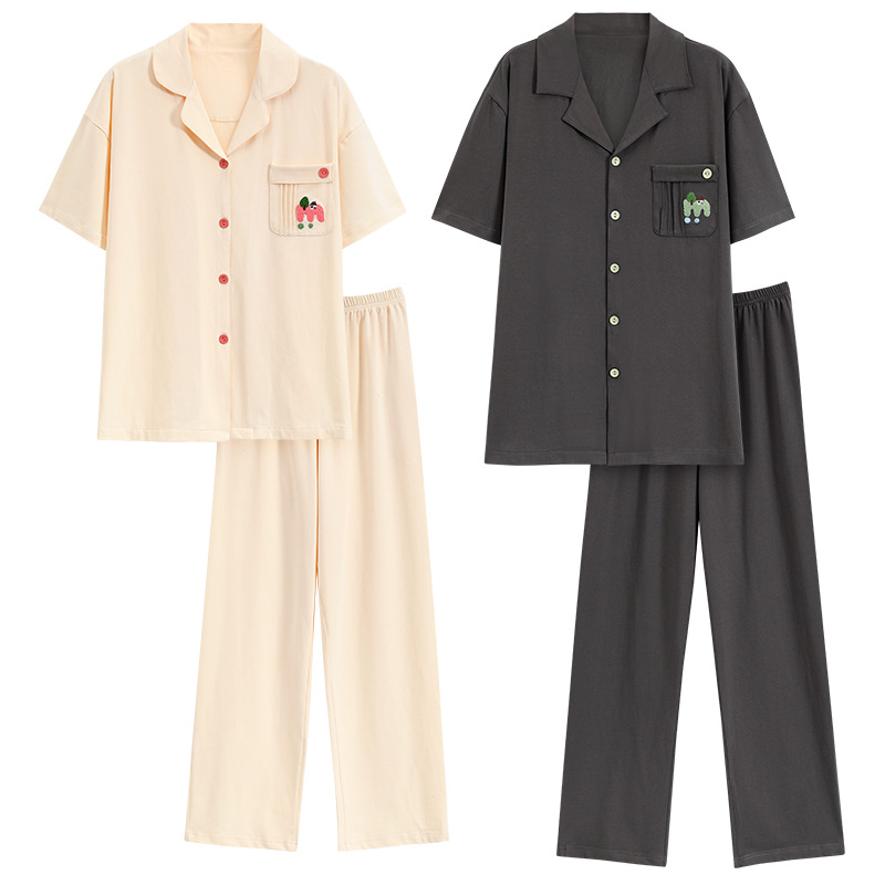 Pareja pijamas verano algodón pantalones de manga corta hombres primavera y otoño 2024 Nuevo estilo coreano ropa para el hogar verano