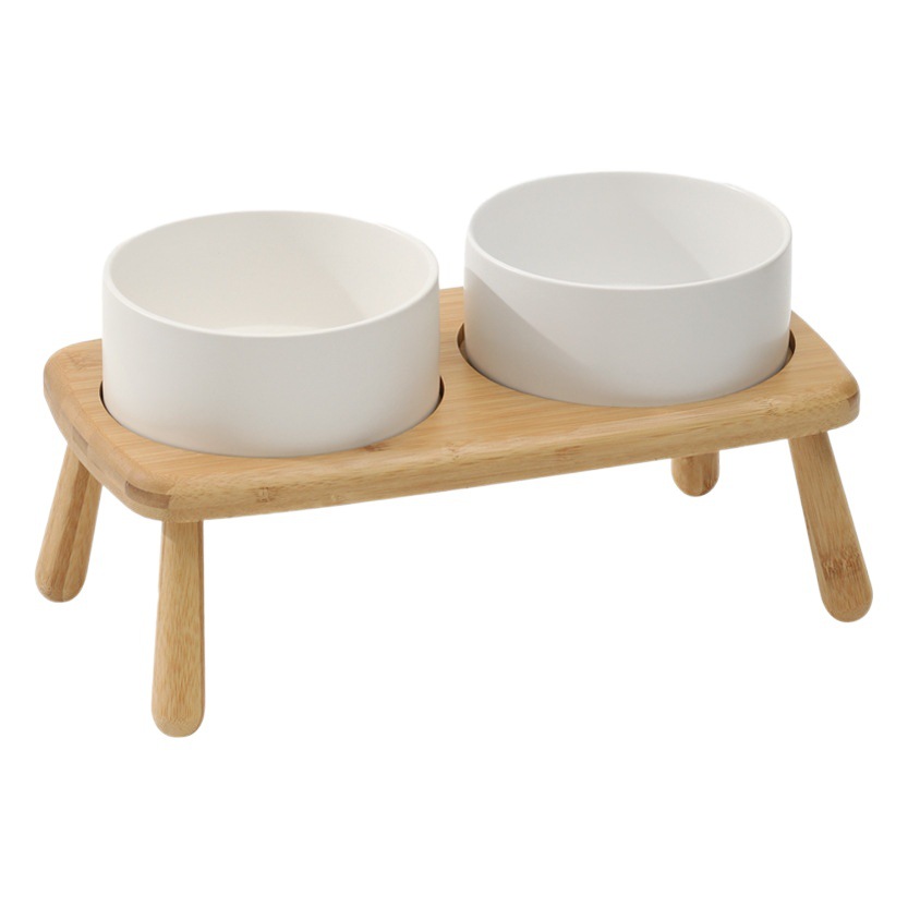 Perro de cerámica Cuenco perro mascota Cuenco de arroz pie alto antidetonante pequeño y mediano grande cuenco de comida para perros soporte cervical cuenco de agua doble cuenco para perros