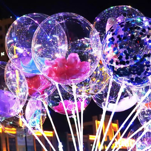 20-inch Cartoon Balloons, Popular Online Valentine's Day Transparent Glowing Bubble Balls, Wholesale Bulk, Night Market Street Stall Atmosphere Balloons