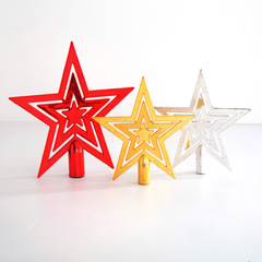クリスマスツリートップ星クリスマス五星装飾用品三層五星メッキプラスチック部品メーカー直販