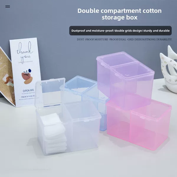 Nail Art Double-Compartment Cotton Box Beauty Makeup Cotton Manicure Towel Makeup Remover Cotton Pattern Embroidered Cotton Swab Storage Box Finishing Box