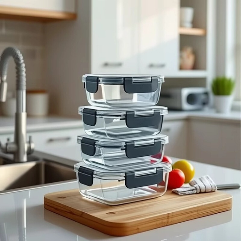 Removable High Borosilicate Glass Fresh-Keeping Bowl, Food-Grade Refrigerator Special Sealed Bowl, Can Be Heated in a Microwave Oven