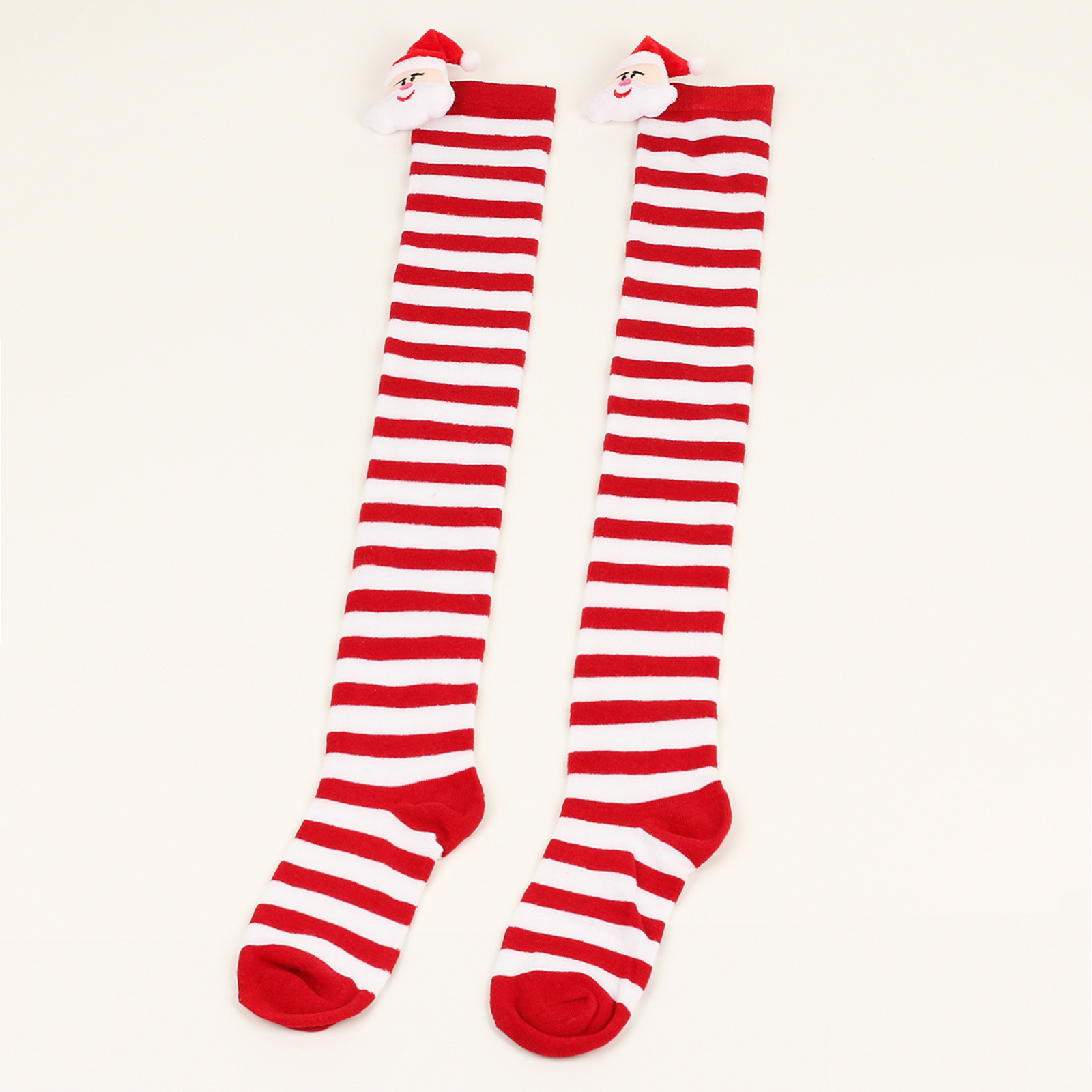 Women's Christmas Stripe Solid Color Polyester Over The Knee Socks display picture 4