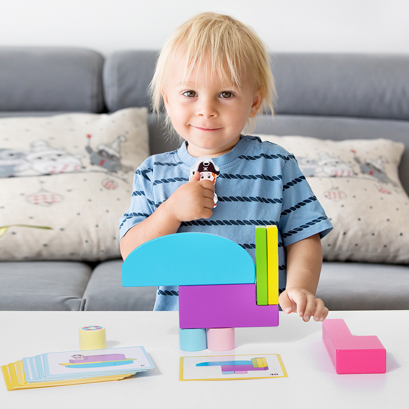 Piratas para niños transfronterizos, bloques de construcción de equilibrio, montones de educación temprana para bebés, montones de juegos de mesa Jenga, tarjetas, juguetes educativos