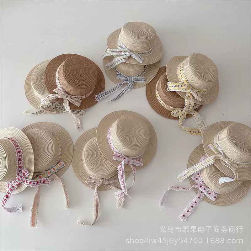 Summer children's beach sun hat, simple and elegant design, sun protection, western style
