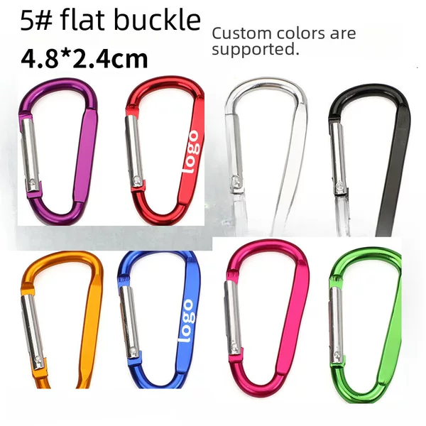 Laser Logo No. 5 D-Shaped Aluminum Alloy Flattened Carabiner Small Mini Hanging Buckle Colorful Keychain Jewelry Accessories