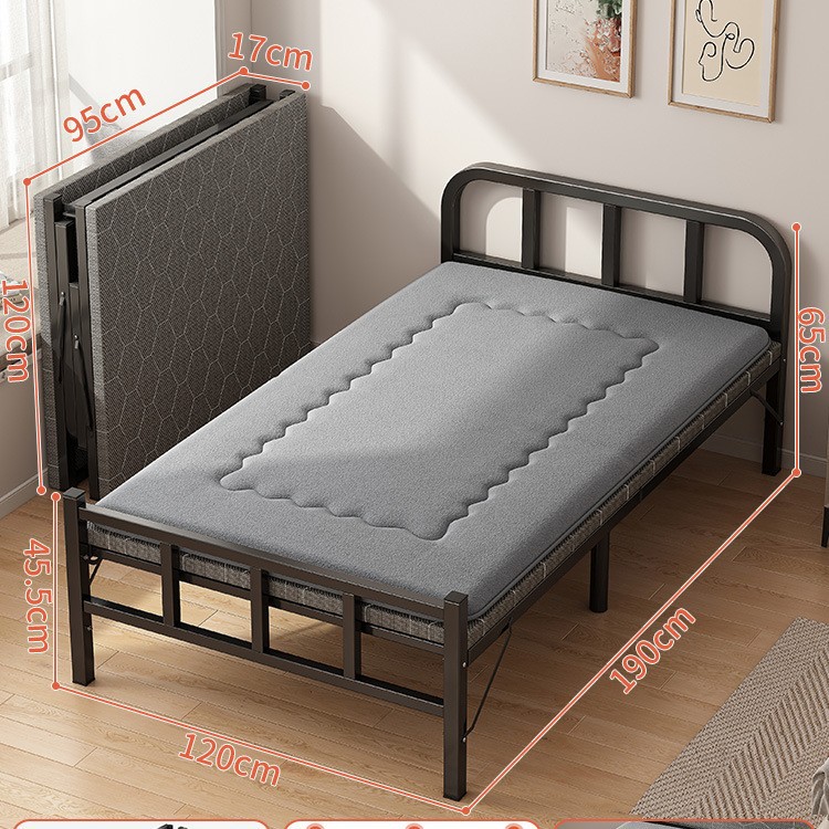 Cama plegable Cama simple para el hogar individual Cama supletoria Cama pequeña para el almuerzo de 1,2 m Cama de hierro dura para adultos