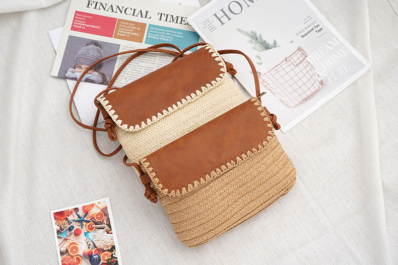 Women's Small Straw Color Block Vacation Flip Cover Straw Bag display picture 1