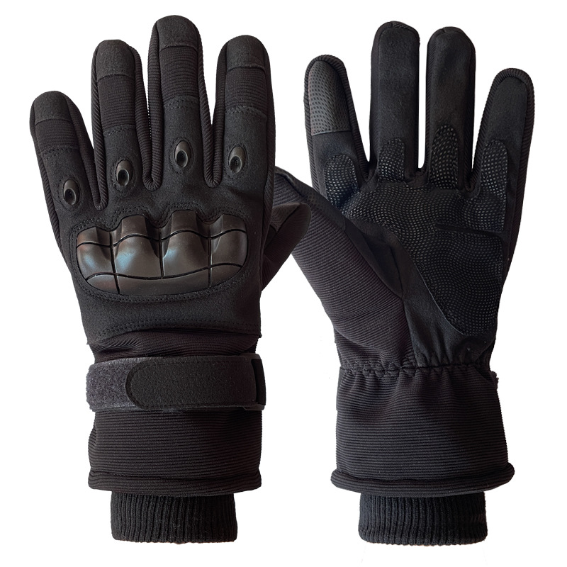 Wanter Kampftaktiken mat Samt fir Männer Outdoor Klammen Anti-Rutsch Softshell Laangfangerhandschuesch_voghion.com