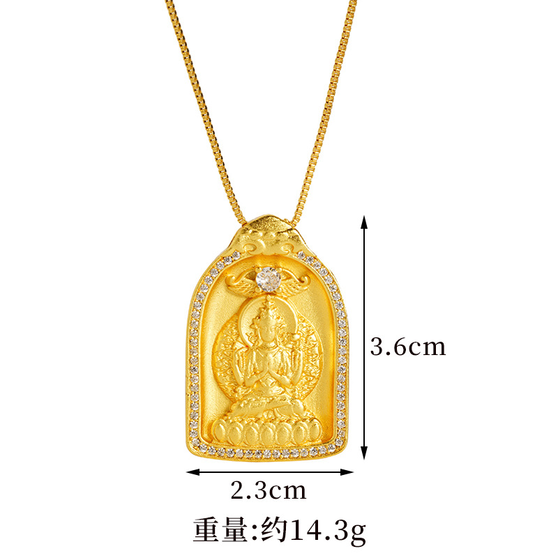 Sand Gold Bodhisattva Fu Colgante con accesorios chinos de mujer micro incrustados auspiciosos como accesorios de joyería Yiwu