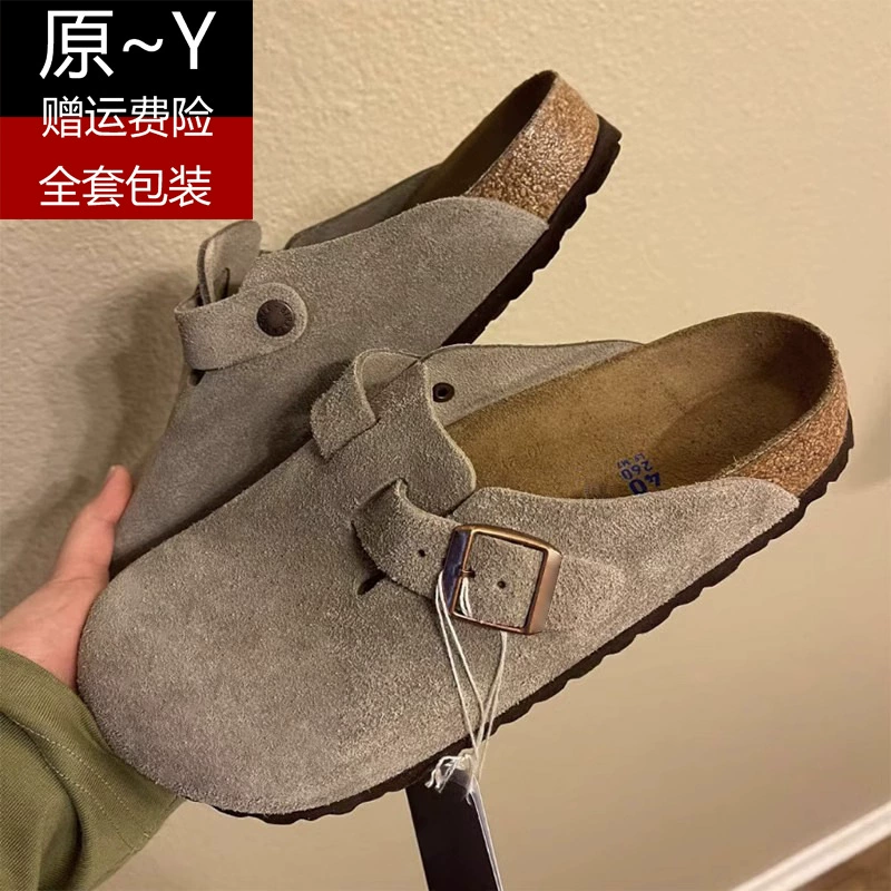 Элитная обувь Birkenstock 2025 года, новая кожа BK с пробковой подошвой, мужская и женская одинаковые стиль, ленивый внешний вид, сумка, полуподошва