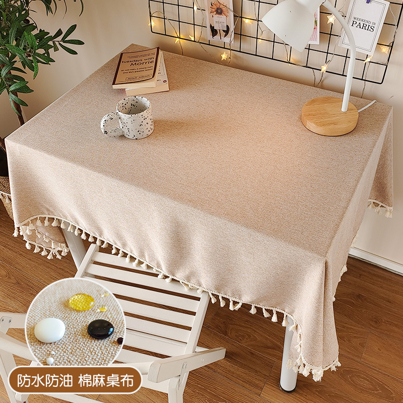 Cotton and Linen Tablecloth Waterproof and Oil-Proof ins Simple Atmosphere Student Dormitory Desk Decoration Tablecloth Coffee Table Tablecloth